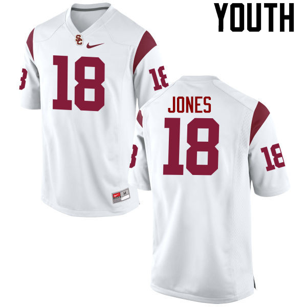 Youth #18 Jalen Jones USC Trojans College Football Jerseys-White - Click Image to Close
